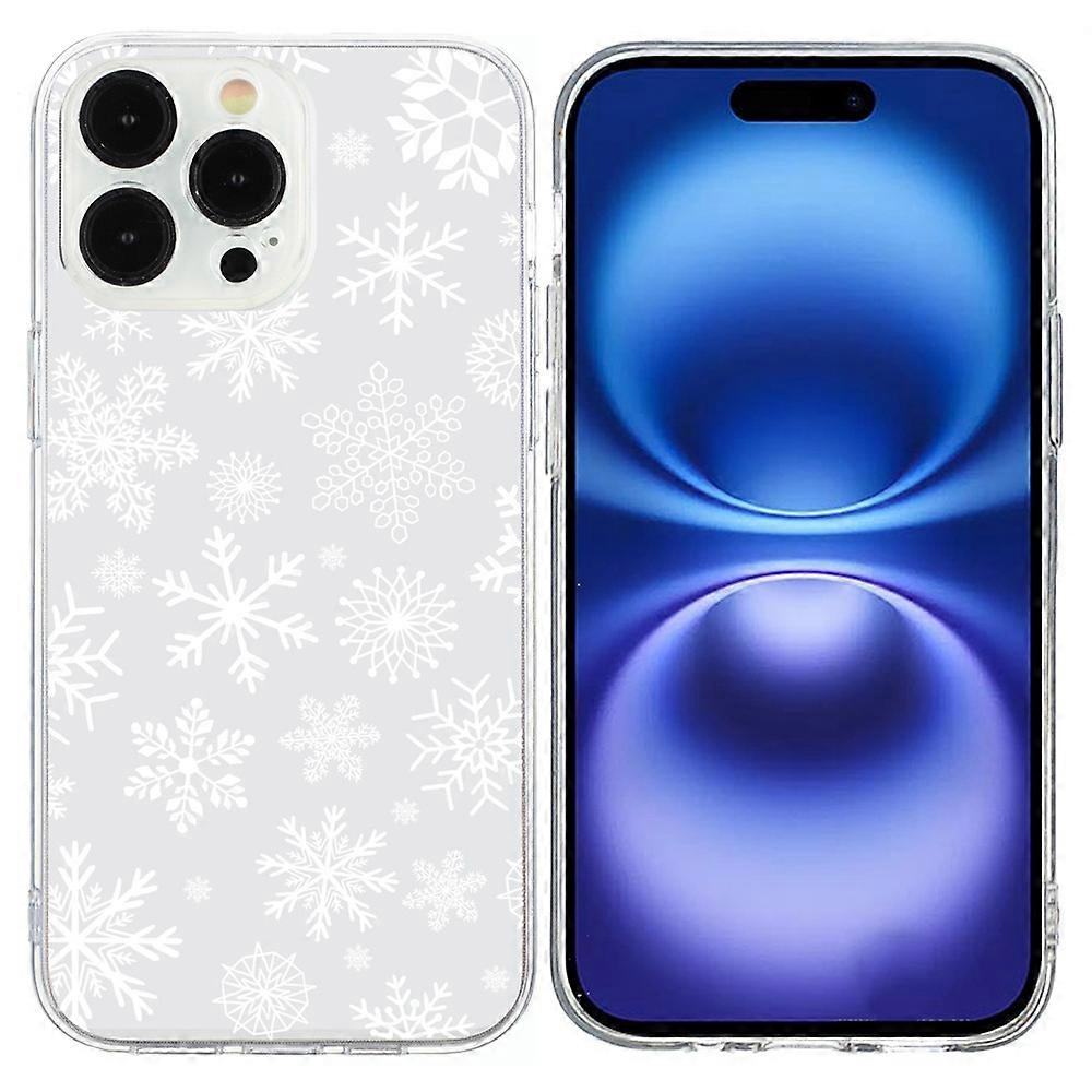 For iPhone 16 Pro Case Christmas Pattern Print Soft TPU Phone Protector - Snowflake