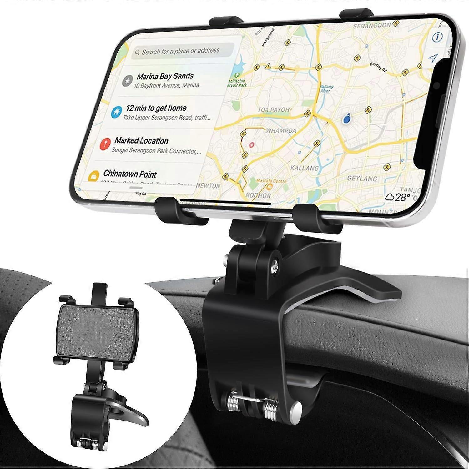 Car Phone Holder for Dashboard 360 Degree Rotation Multifunctional One Hand Operation Clip Design Phone Mount Compatible with 4-7 inch Smartphones 5.