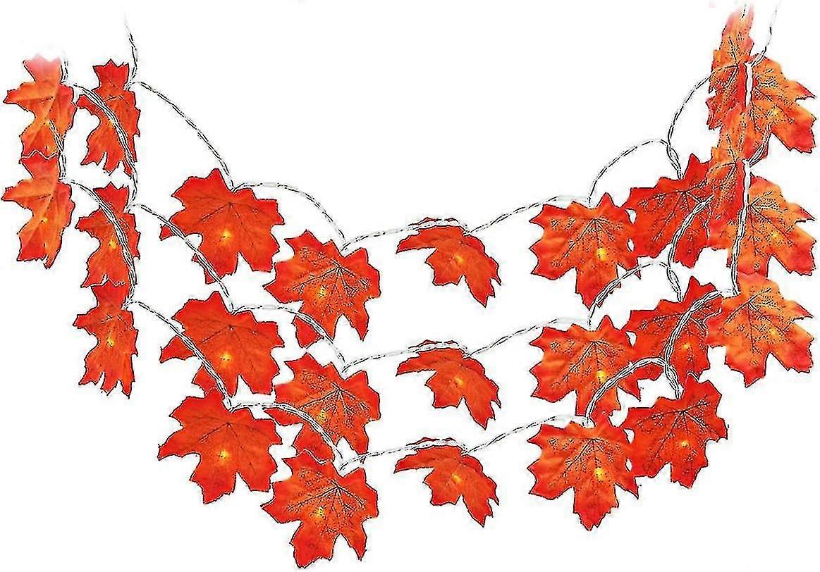 6.56ft 20 Led Thanksgiving Decorations Leaf Autumn Maple String Lights