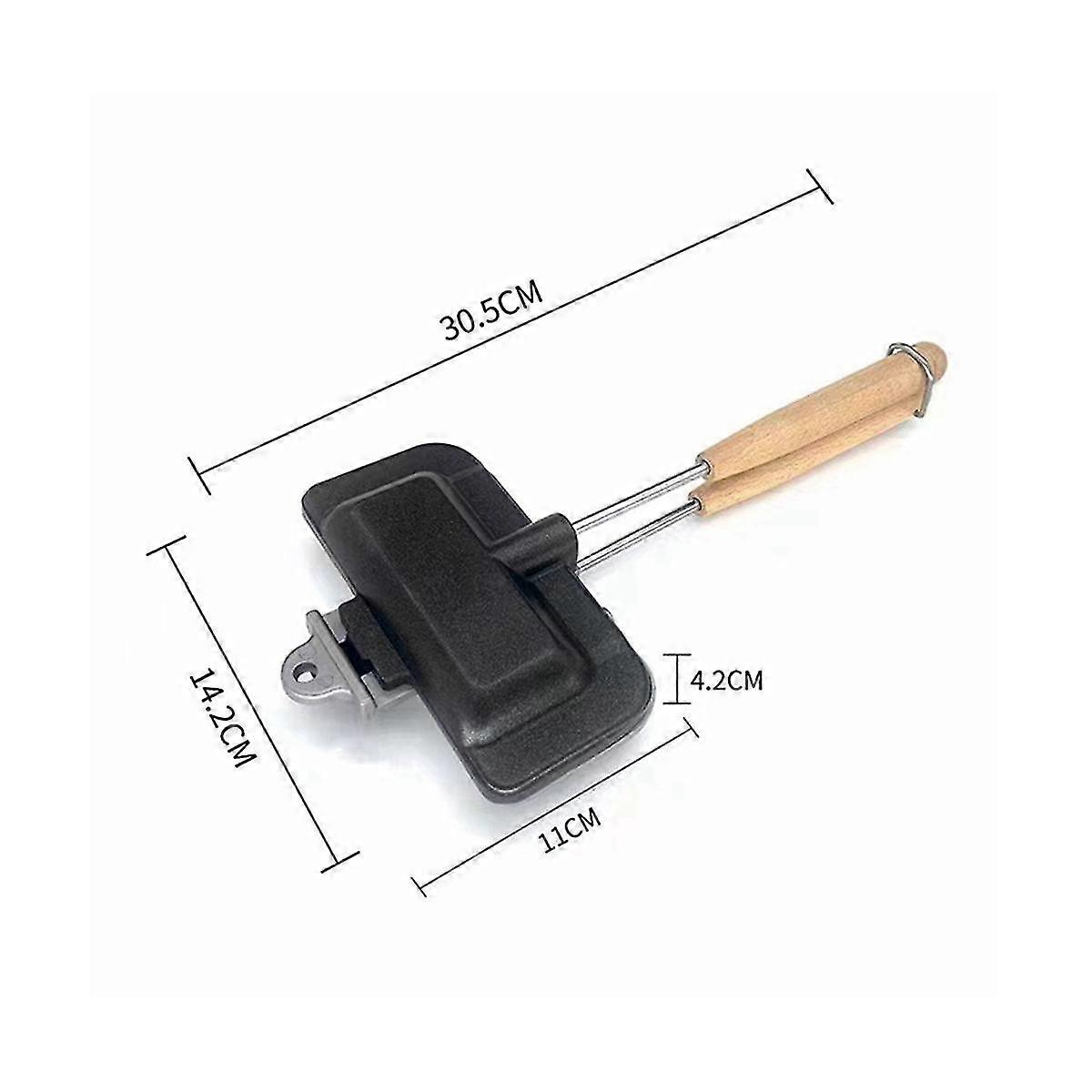 Double-sided Sandwich Pan+storage Bag Non-stick Foldable Grill Frying Pan Hotdog For Bread Toast Br