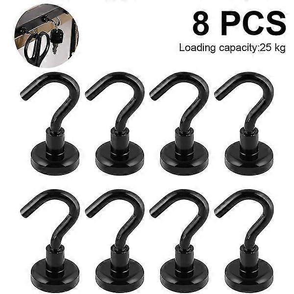 Heavy Duty Magnetic Hooks - Set of 8, Strong Magnet Hooks for Fridge