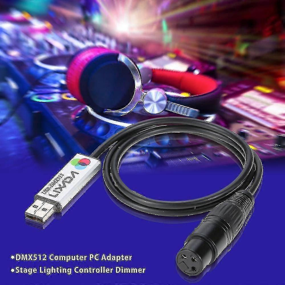 Lixada USB to DMX Interface Adapter LED DMX512 Computer PC Stage Lighting Controller Dimmer