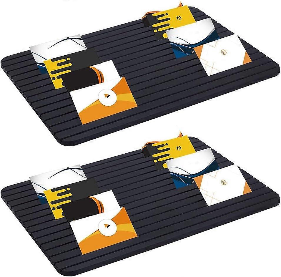 2 PCS Wooden Name Badge Holder 11x15.3inch Black Wooden Name Card Display Holders Rectangle ID Card Sign Tag Display Holder for Office School Business