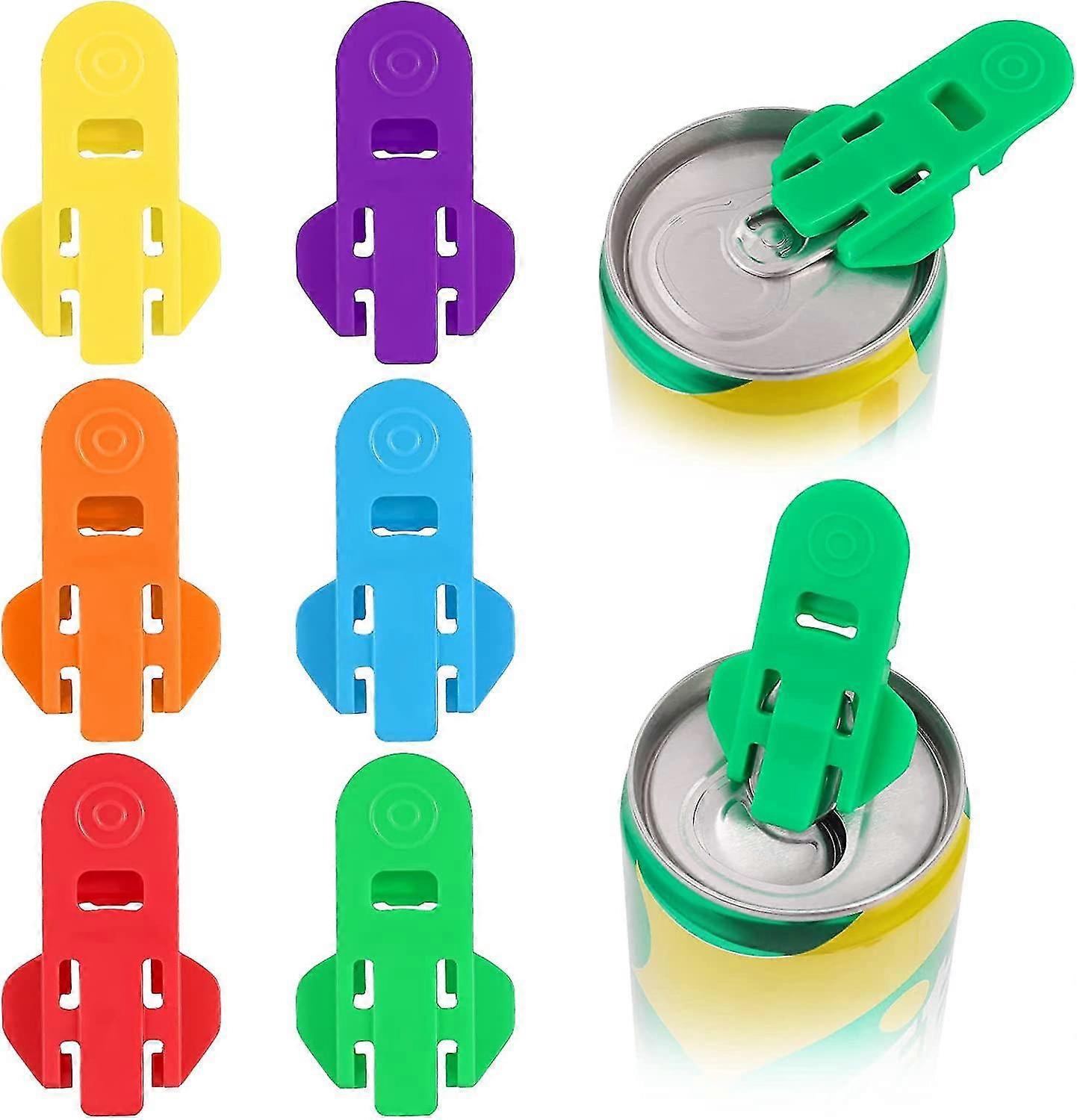 6 Pieces Easy Can Opener Manual, Color Coded Soda Protector Can Opener Plastic Can Opener, Soda Beer Beverage Can Opener Label Can Opener Keeps Out Bu