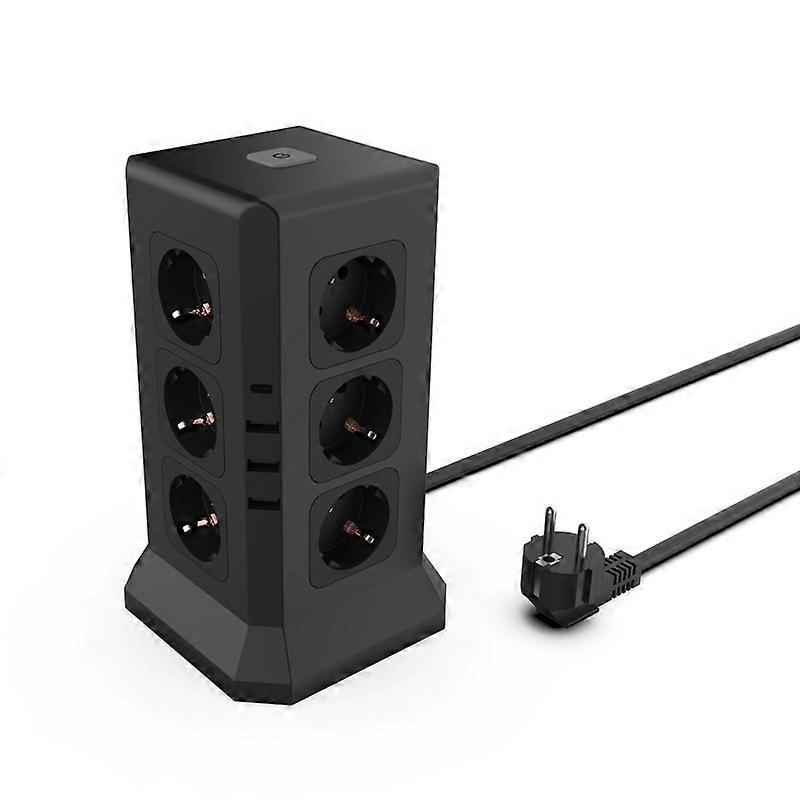 multiple socket, surge protection,12-way power strip with 3 USB, multi-plug distributor socket extension cord, socket for home,4000 W, 16 A