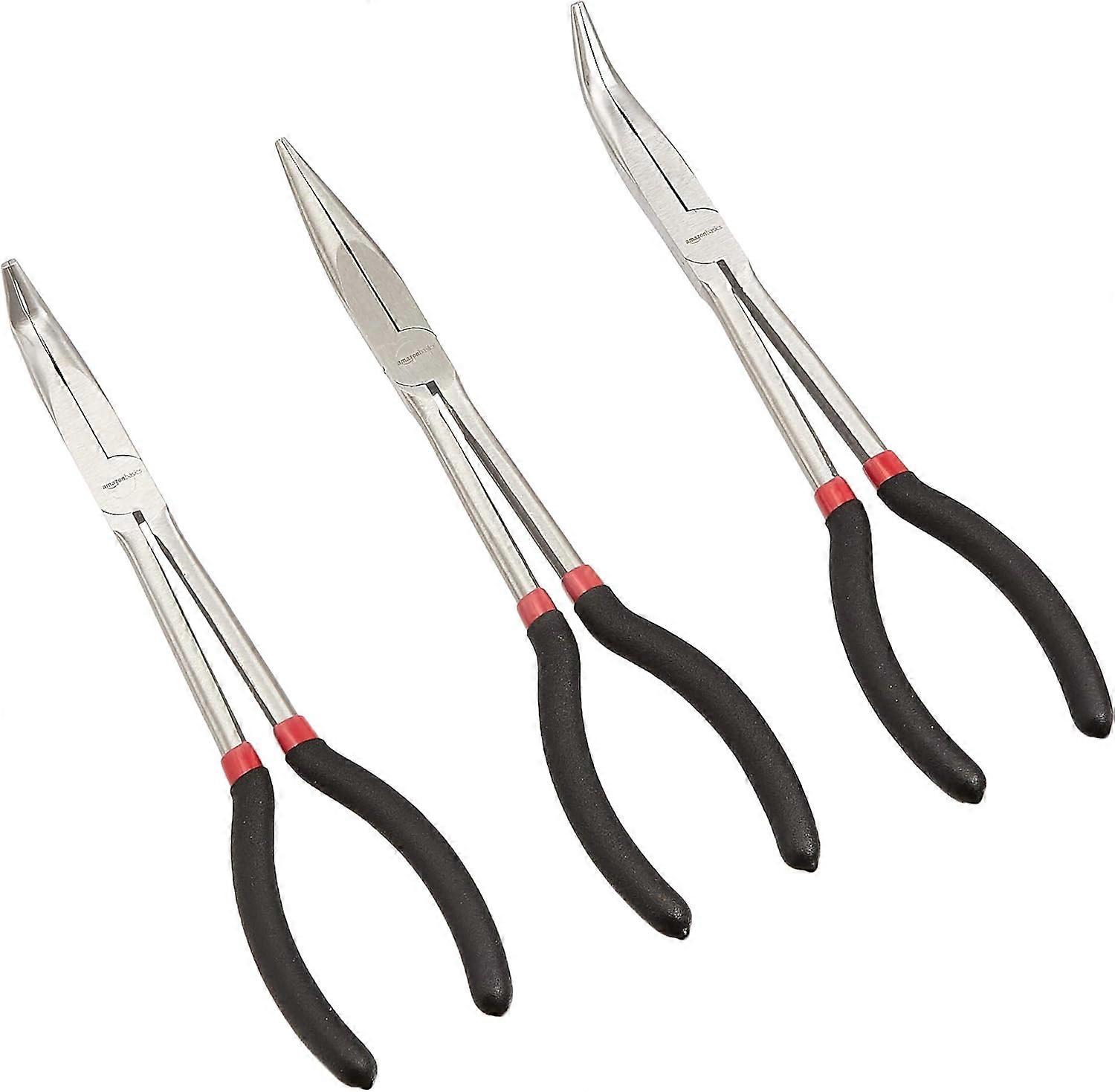 3-Piece Long Reach Pliers Set, Black