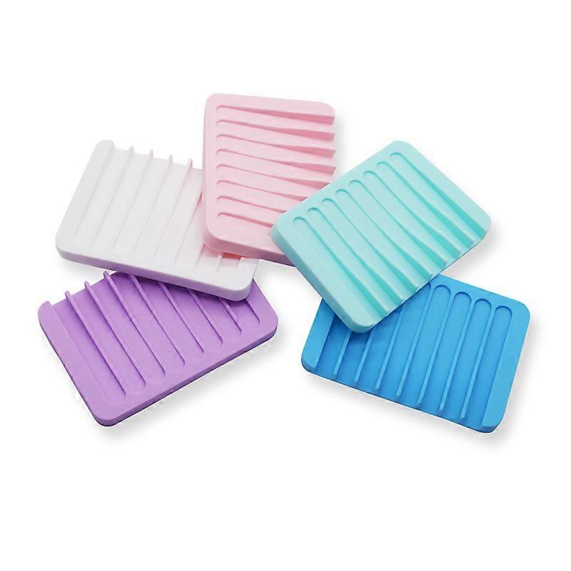 5pcs Self Draining Soap Dishes,Silicone