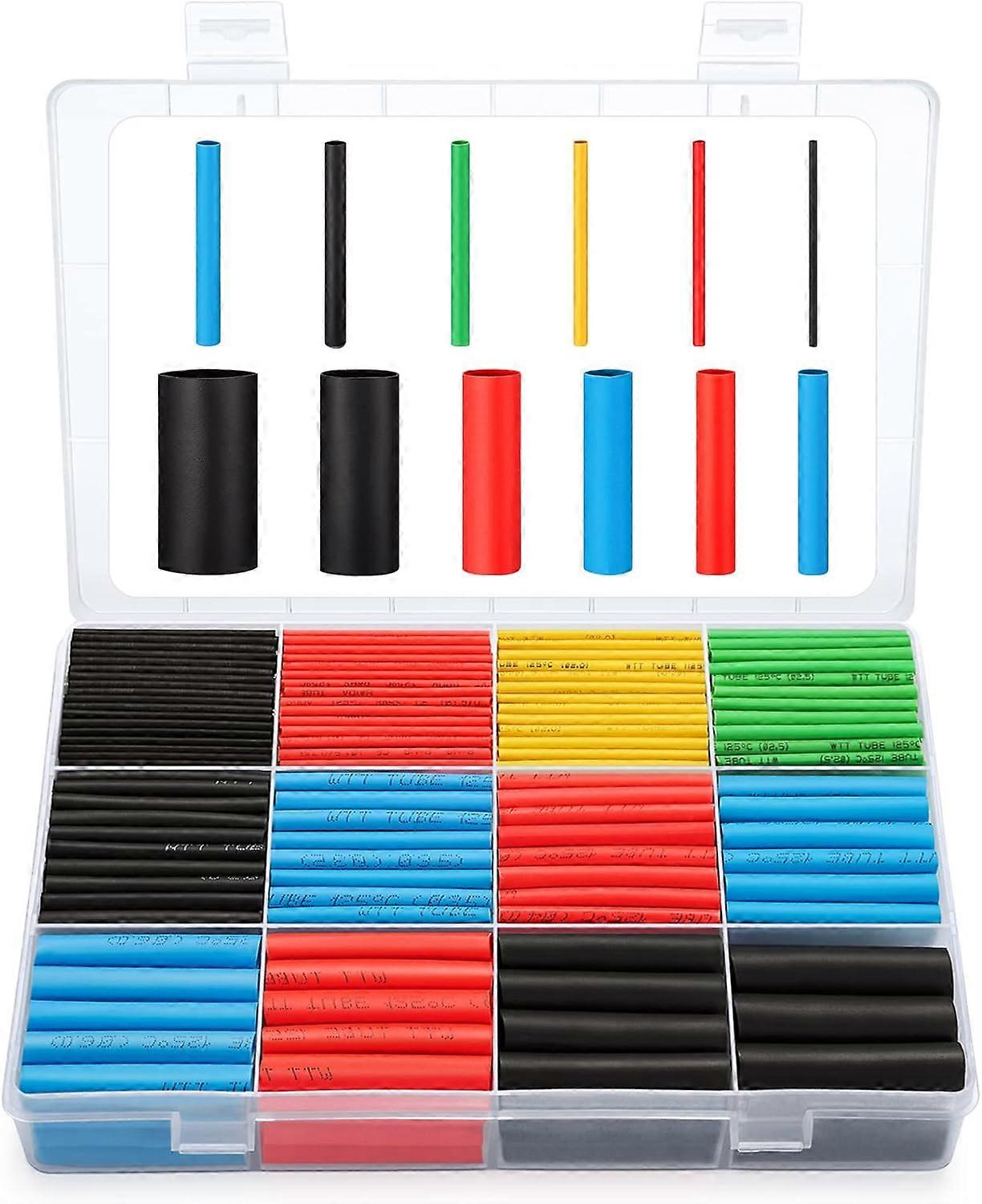 ET1001 set of 850 electrically insulated heat shrink sleeves in 5 colors and 12 sizes