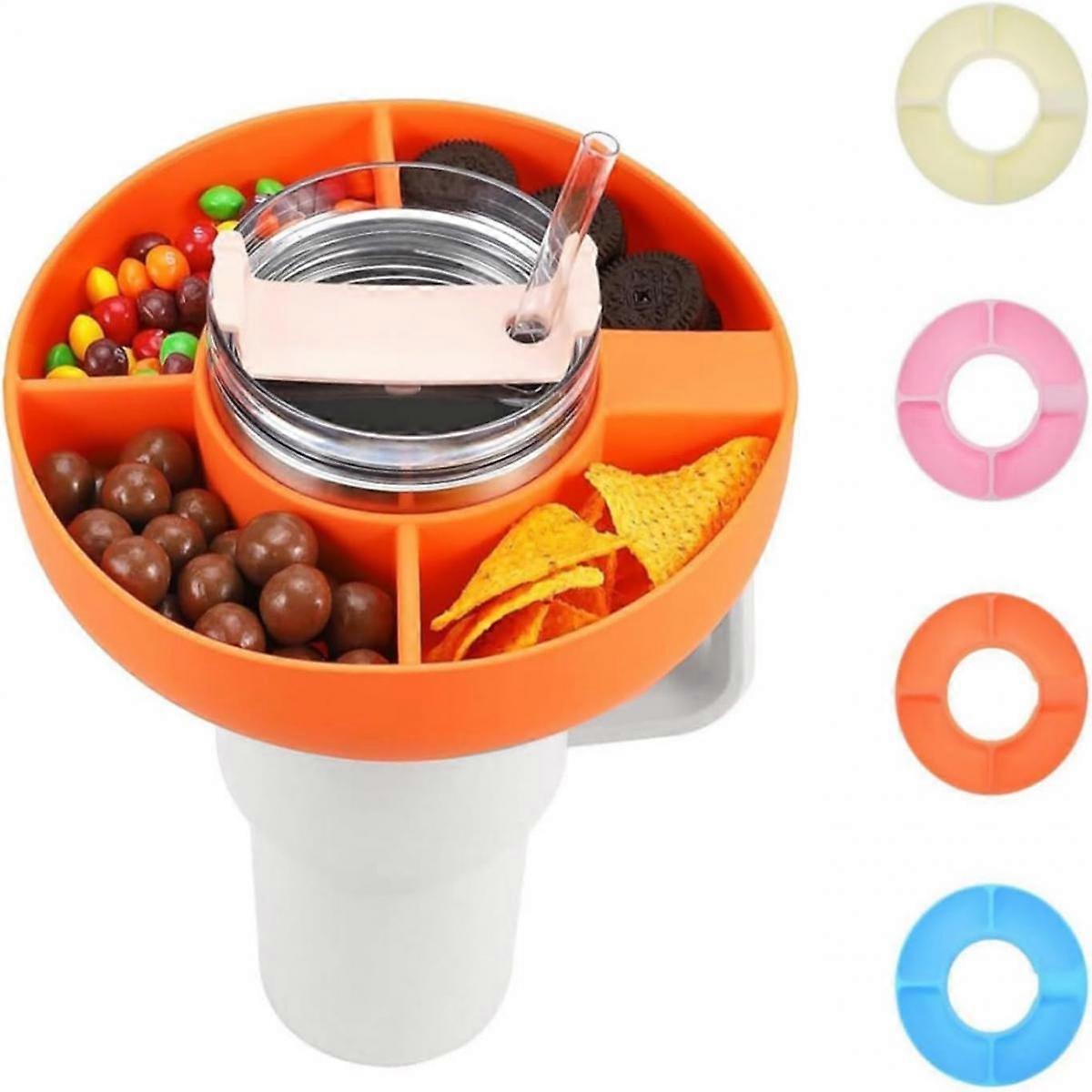 1 st mellanmålsskål för kopp, silikon mellanmålsbricka för, tumlare mellanmålsskål kompatibel med 40 oz tumlare, söta vattenflasktillbehör, orange