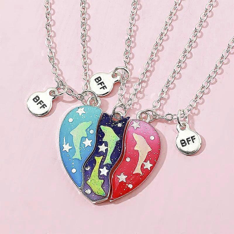 Qpeach 3Pack Heart Flower Butterfly Star Glitter Pendant Best