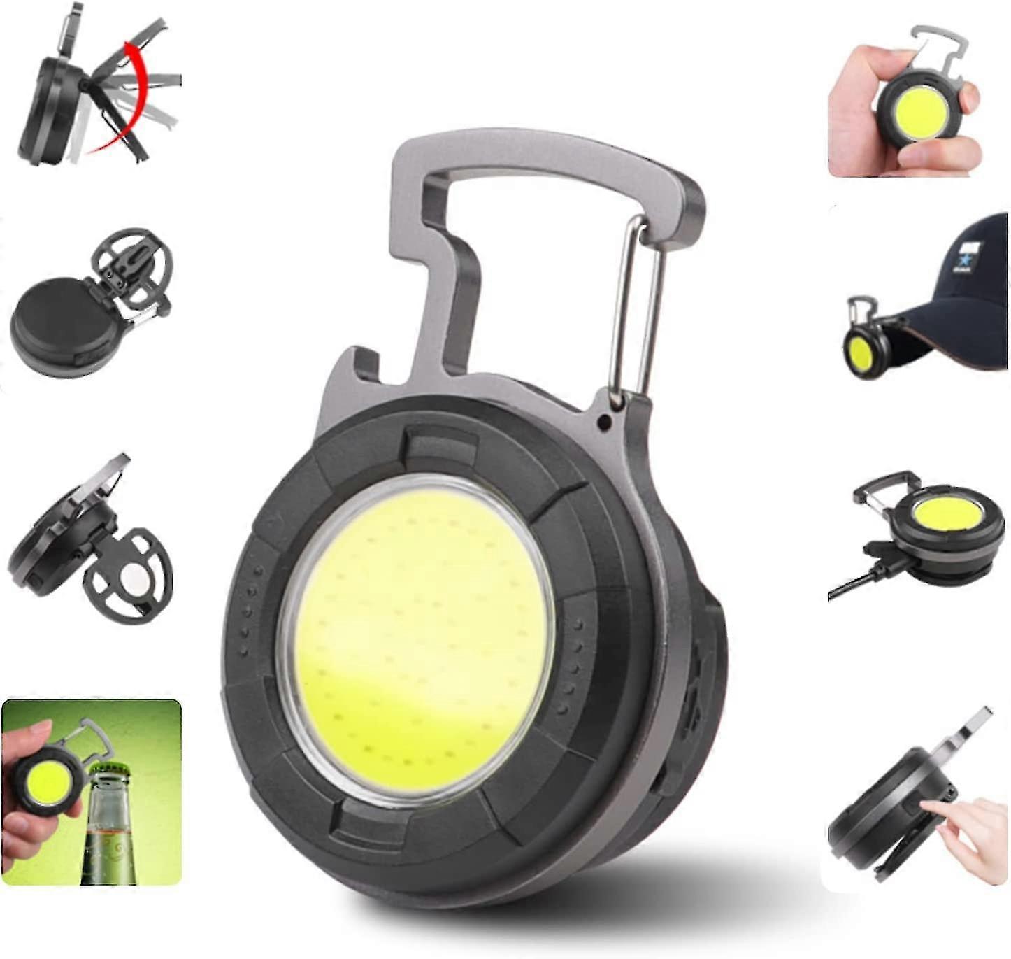 Mini Led Flashlight Cob Portable Work Light Small Keychain Waterproof Flashlights Rechargeable Led Work Light Bottle Opener For Camping Emergency Ligh