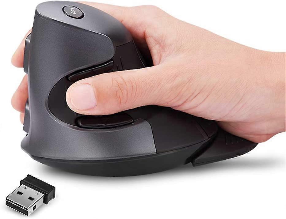 Vertical mouse, wireless ergonomic mouse, 3 adjustable DPI (800-1200-1600 DPI), 6 buttons, detachabl