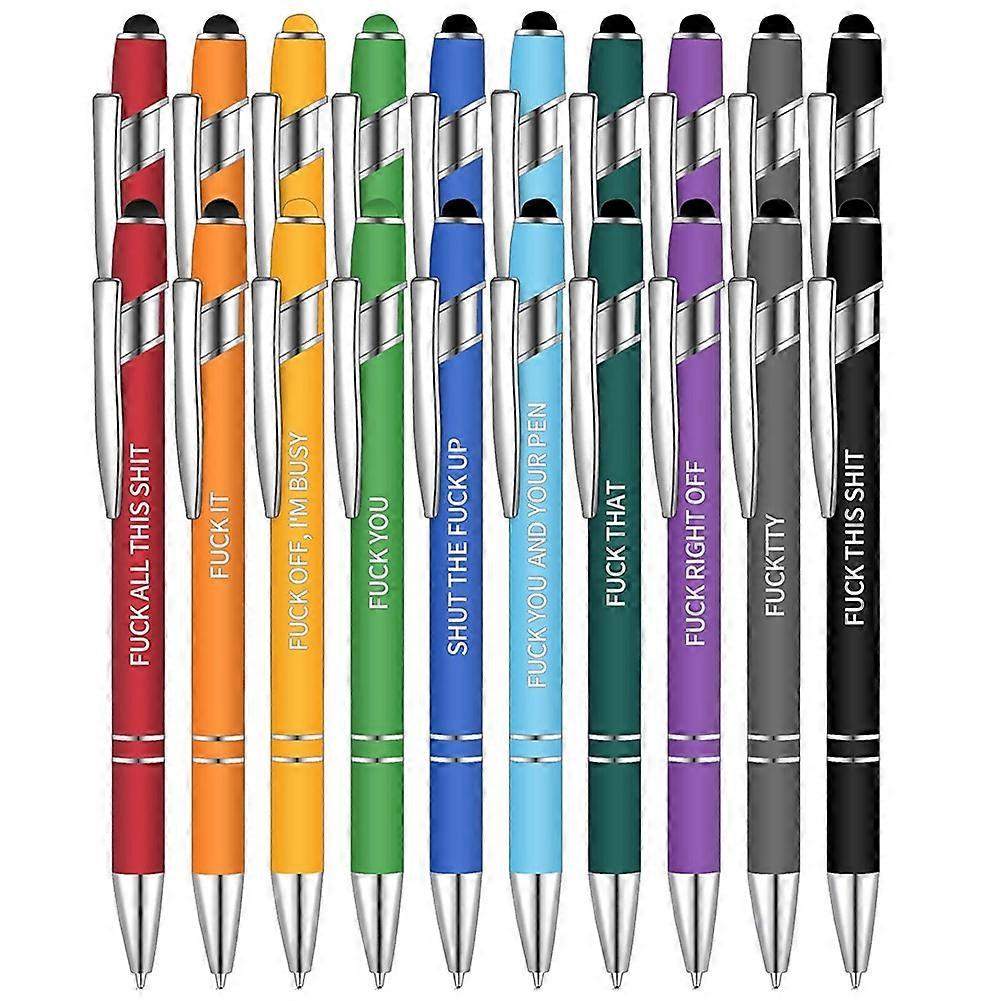 20 penne da ufficio, penne a sfera divertenti, penne motivazionali, penne con citazioni volgari, penne vibranti, negative, passive P Foto a colori