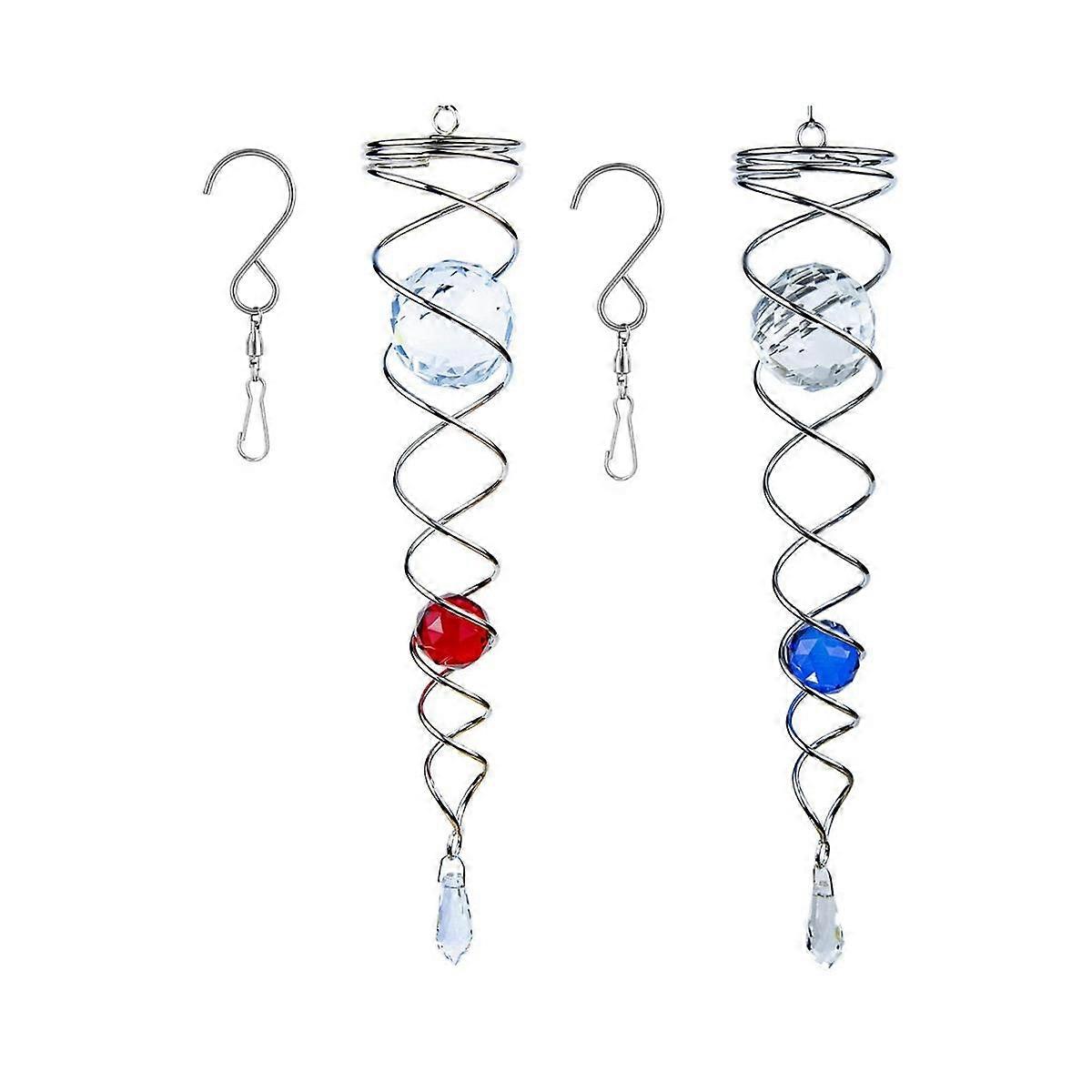 2 Pack Gazing Ball Spiral Tail Wind Spinner Stabilizer Garden Spiral Tail Hanging Wind Spinner with