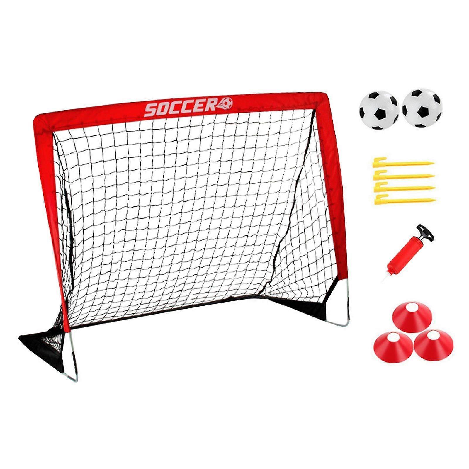 Soccer Goal for Kids Easily Set up Soccer Training Net for Game Yard Backyard Red