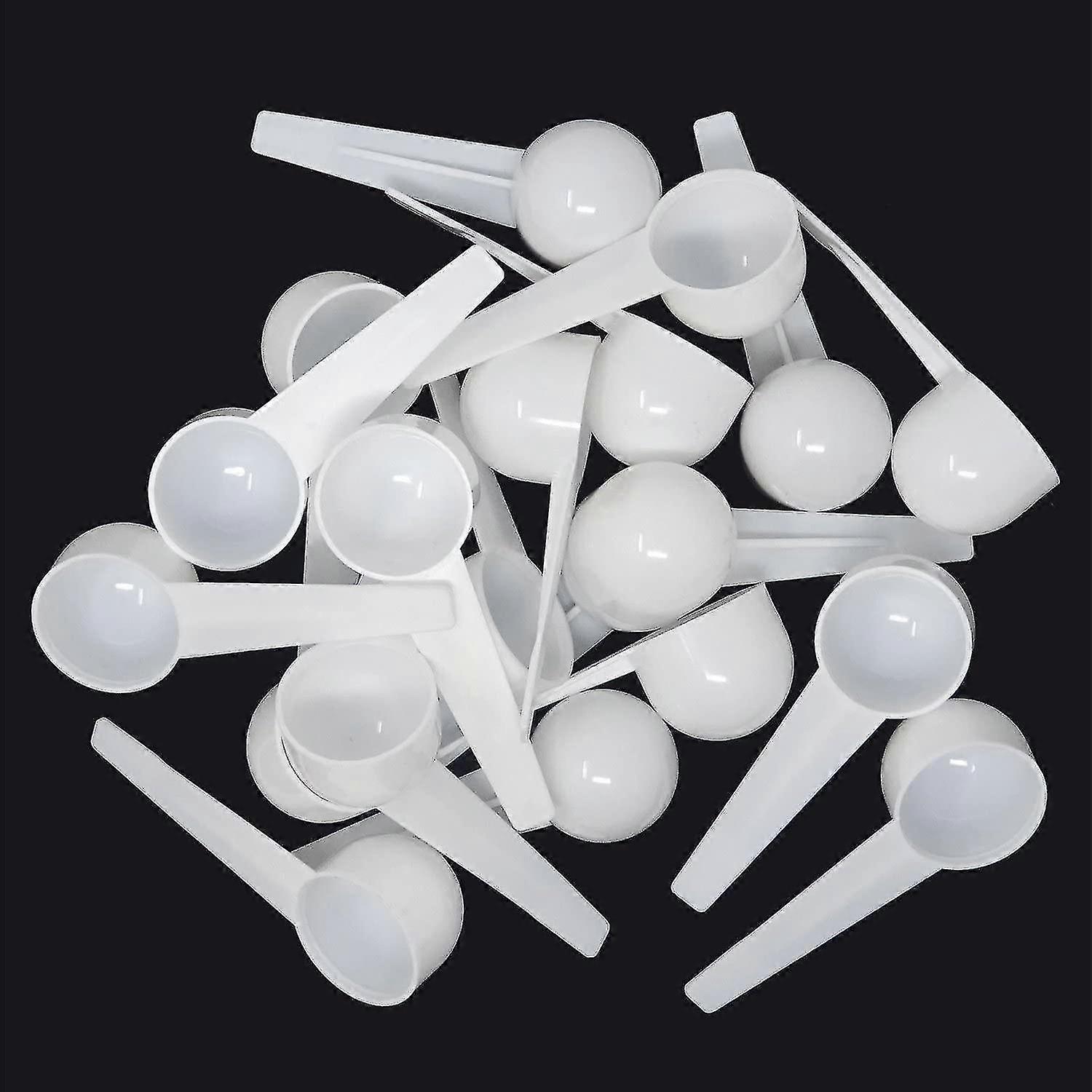 20pcs 10ml White Plastic Measuring Spoons Scoop