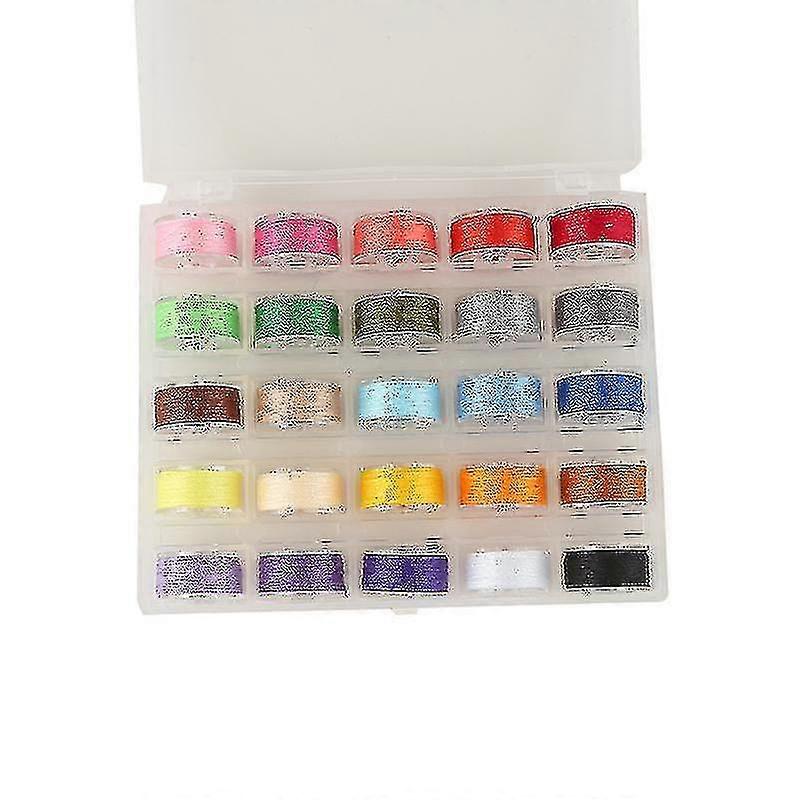 25pcs Multicolor Bobbin Thread Polyester Thread Spools Sewing Machine Bobbins With Storage Box For Embroidery Sewing Accessories