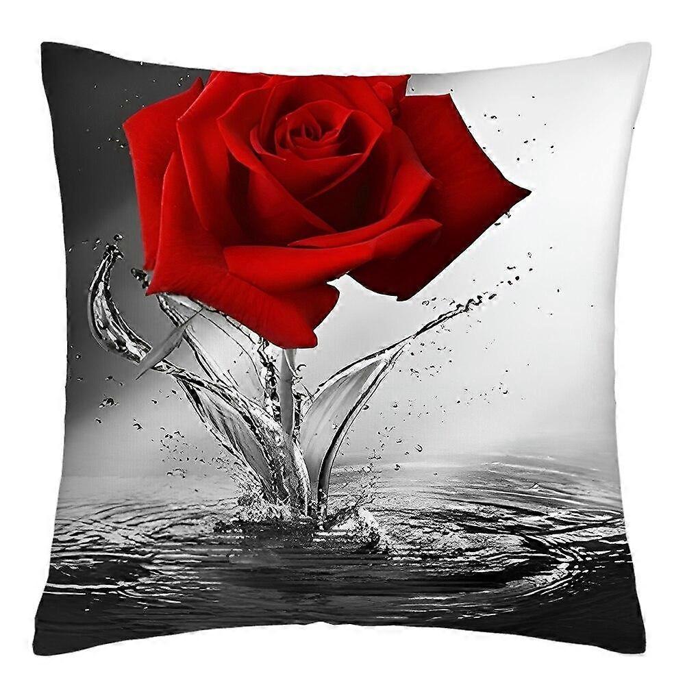 Rose Flower Print Polyester Pillowcase Design 630