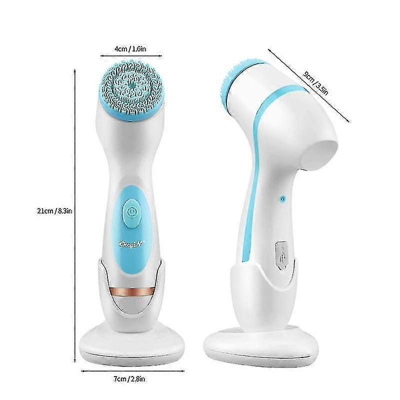 フェイシャルマッサージャー 3 in 1 電動洗顔ブラシ シリコン製 回転式洗顔ブラシ