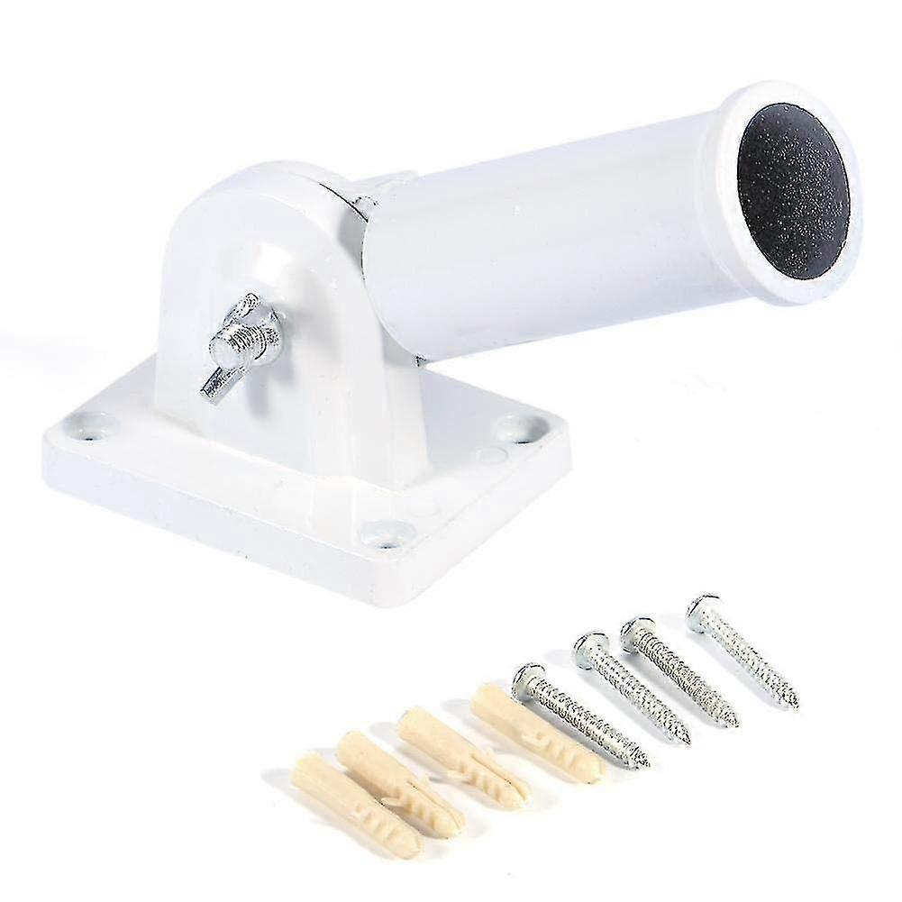 Justerbar flaggstångshållare i vit metall: Väggfäste för flaggstänger