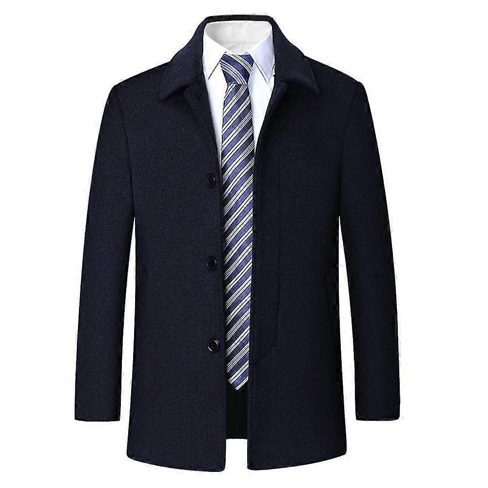 VAWAN Mens Winter Thick Lapel Loose Wool Overcoat
