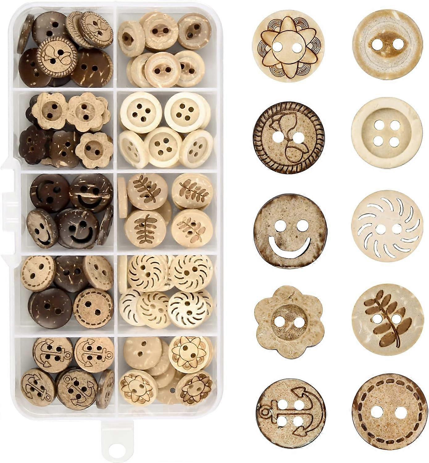 100 Pieces Wooden Buttons, Natural Sewing Buttons, Buttons for Kids, Handmade Button, Round Wooden Buttons, Haberdashery Buttons Small Round Buttons f