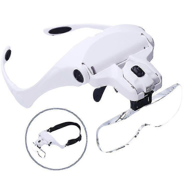 Usb Recharabd Lamp -mounted Reading Glasses Magnifying Glass With 5 Ples