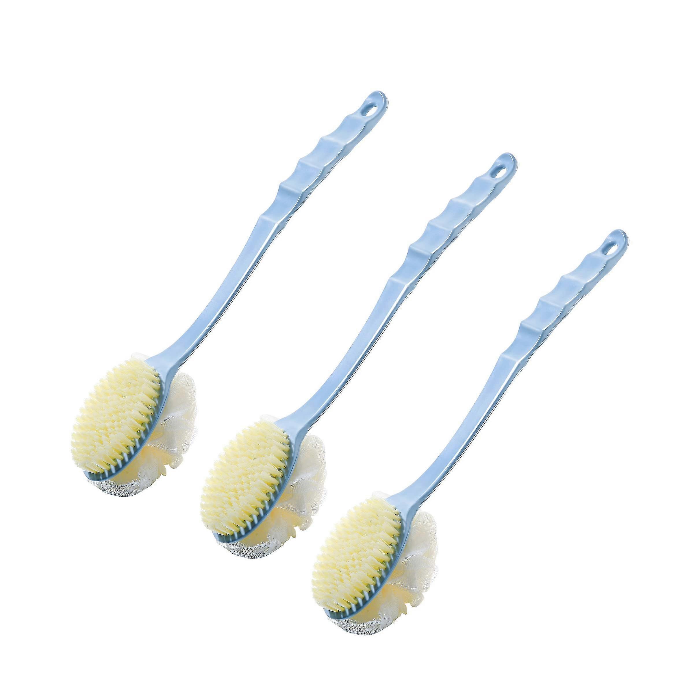 3Pack Back Shower Body Brushes for Wet or Dry Double Side Long Handle