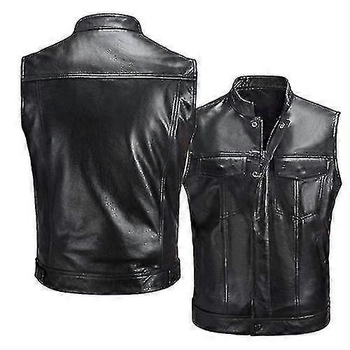 Motorcykelväst i läder för män, fritidsväst för män