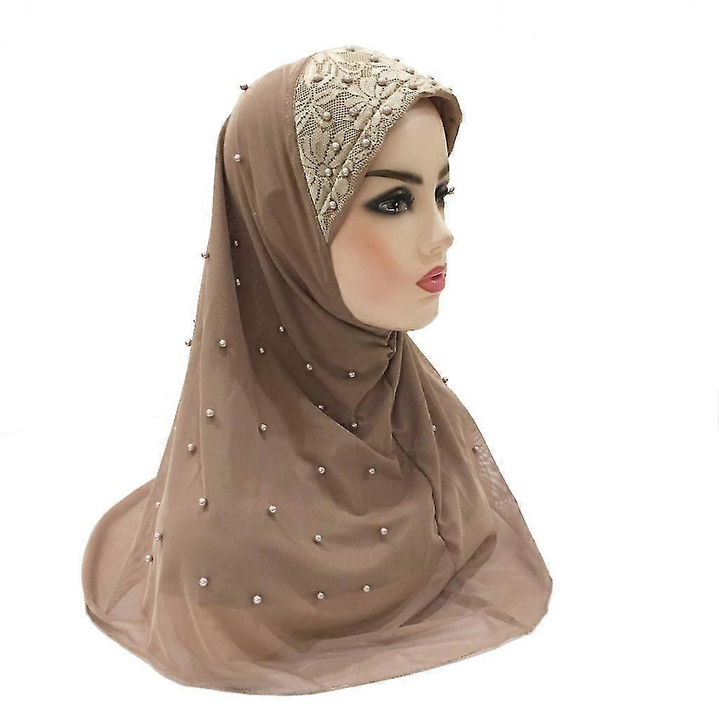 Chiffon Muslim Hijab Hijab Double Mesh Perlen Hijab