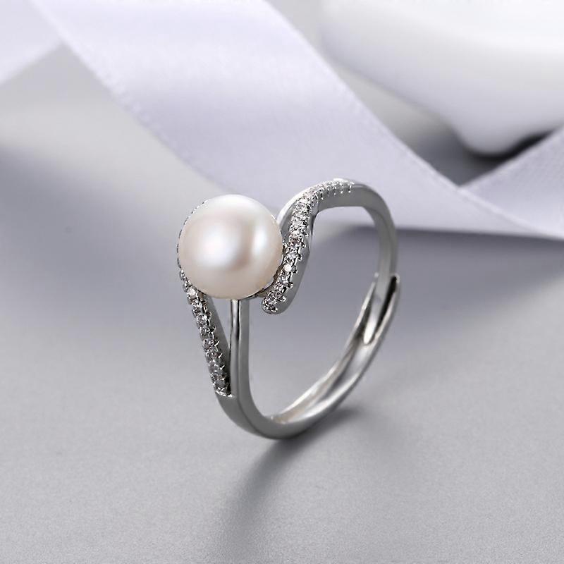 8.5mm white cultured pearl ring
