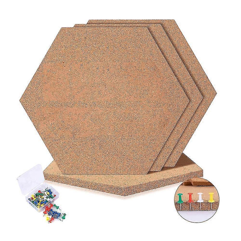 4pcs Cork Board Tiles Thick Adhesive Cork Board For Wall-board Pin Board Cork Tiles For Office Home