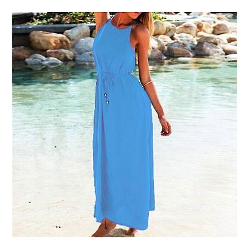 Col Rond Sans Manches Longue Mousseline Robe Femmes