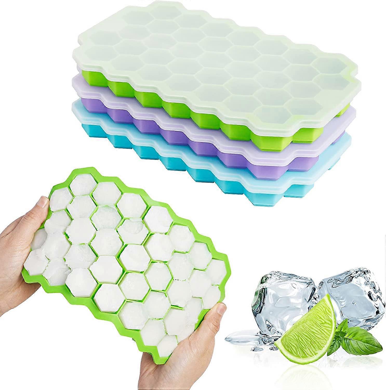 Ice Cube Mold 3-Pack Heilwiy Ice Cube Mold Silicone with Lid Easy Ice Release Ice Cube Gift