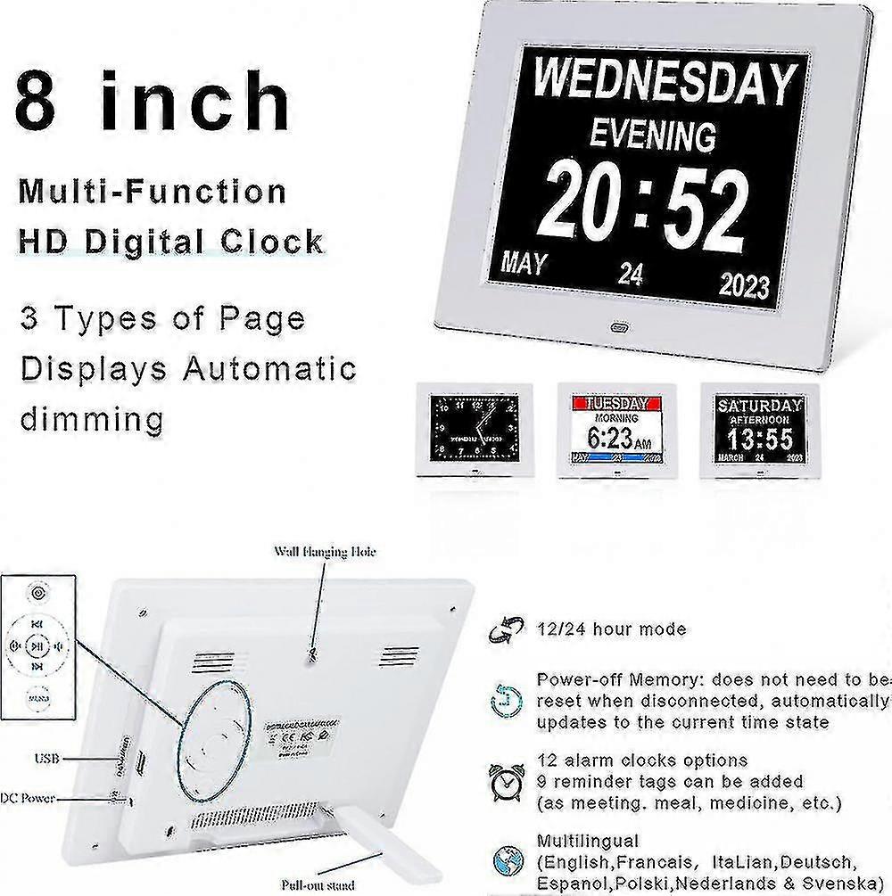 Dementia clock alzheimers clock large digital calendar clock for