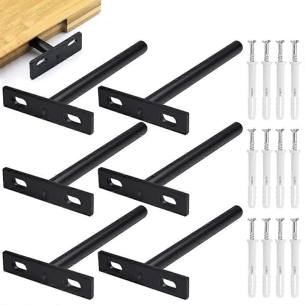 4pcs/6pcs Floating Shelf Bracket, Metal Invisible Shelf Bracket, Heavy Duty Hidden Shelf Bracket, Invisible Wood Shelf Bracket10mm