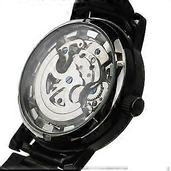 Men's Watch Mechanical Watch Black Steel Brand Hollow Skeleton Dial Wristwatches reloj hombre zegarek damski  