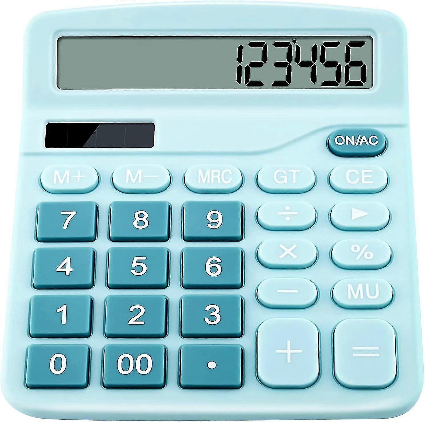 Desk Calculator, 12-Digit Dual Solar Battery Calculators with Large LCD Display, Office Calculator with Large Buttons, Standard Desktop Calculator