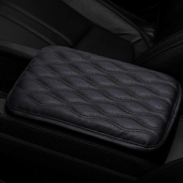 Universal Car Armrest Mat PU Leather Center Console Arm Rest Protection Cushion Wave Pattern Armrests Storage Box Cover Pad
