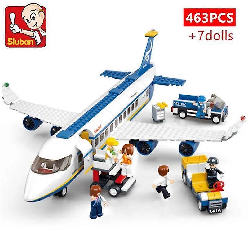 463Pcs City Airport Airbus Aircraft Airplane Plane Brinquedos Avion Model Building Blocks Bricks Educational Toys for Children