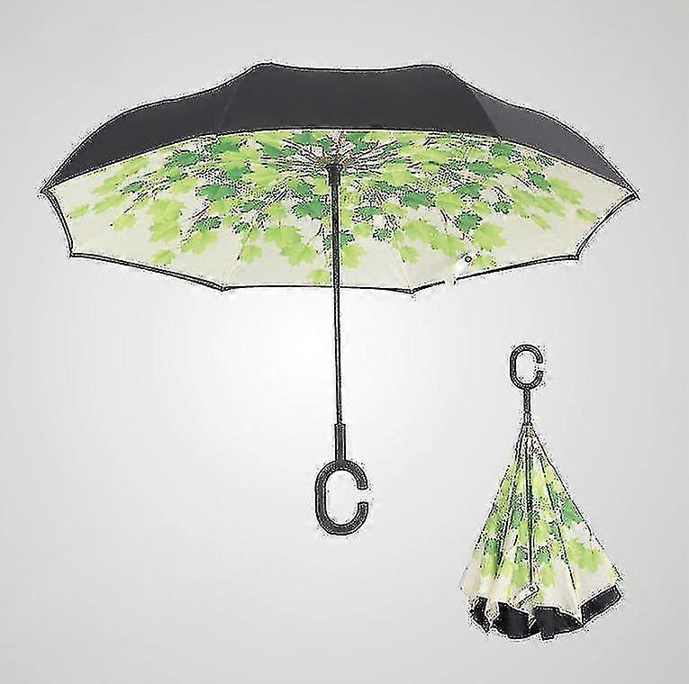C Handle Umbrella Folding Rainproof Windproof Umbrella Double Layer Reverse