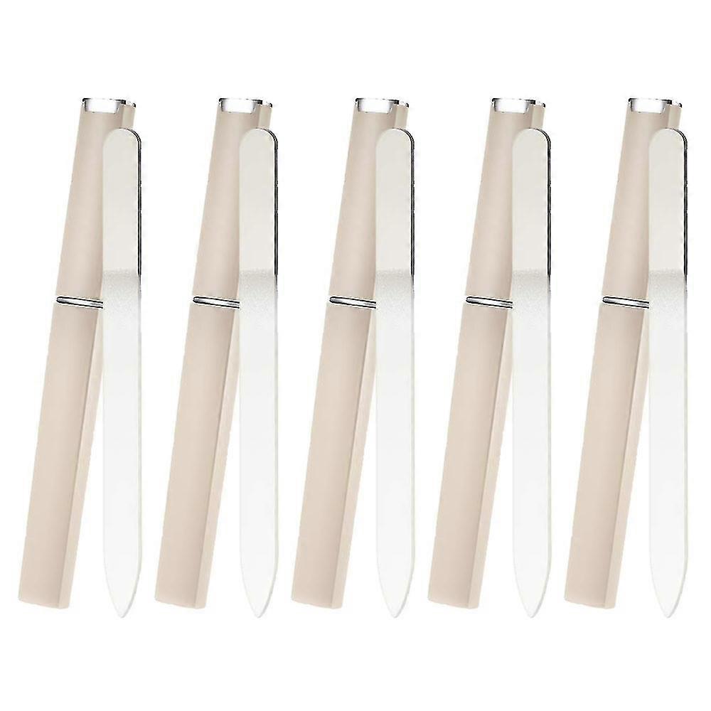 5pcs Glass File With Case, Double Sided Etched Filing Surface