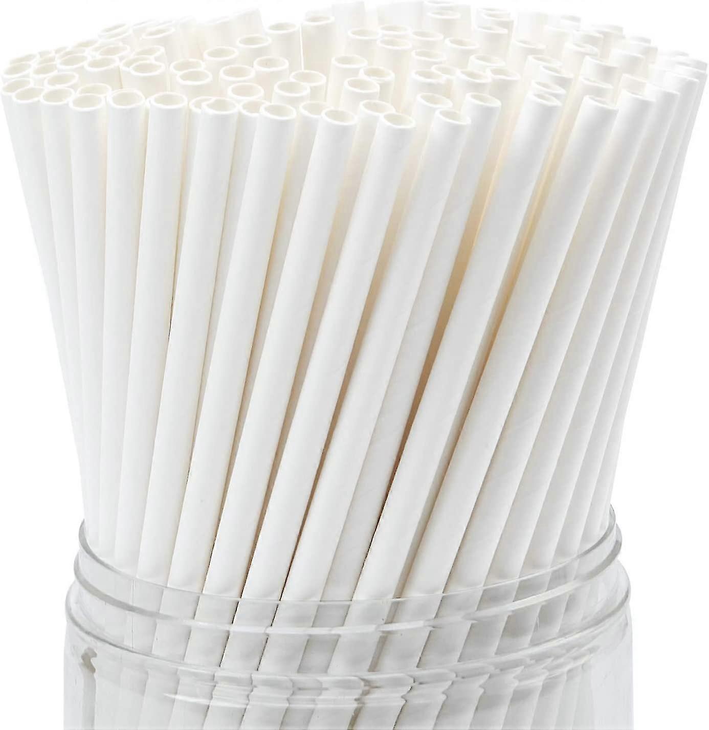 Canudos de papel branco de 7,75 polegadas (embrulhados individualmente) 200 contagem
