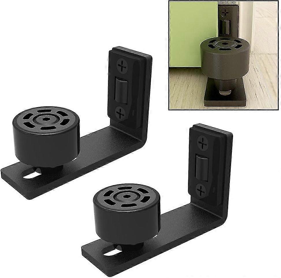 pair adjustable floor guide for sliding gate, sliding door track, 2 doors (no groove on the door, no floor drilling)
