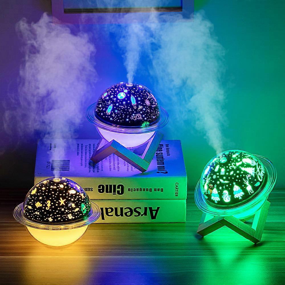 Creative Usb Mini Star Ocean Christmas Three-Color Light Planet Projection Lamp Humidifier