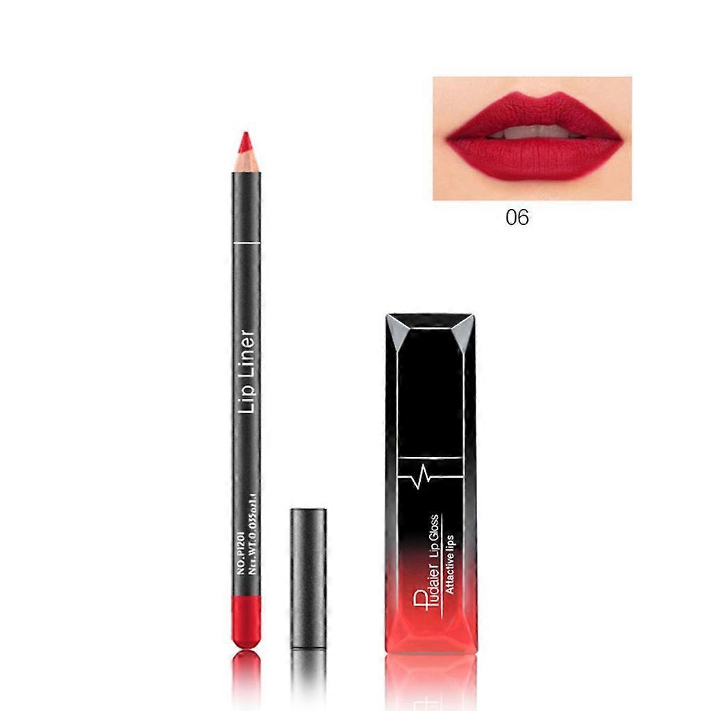 Matte Lipstick + Matching Lip Liner Pen One Step Lips Makeup Gloss 12 Colors