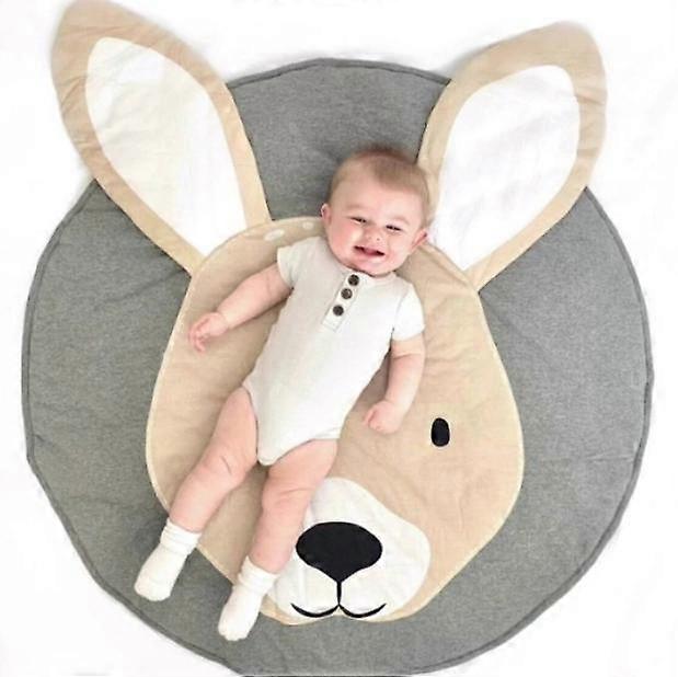Nursery Rug Grey Bear Rug Bear Baby Round Play Pad Crawling Mat