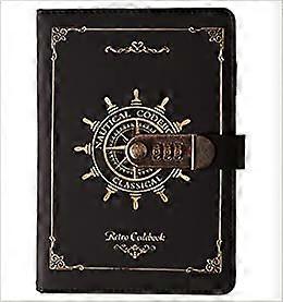 liangnv A5 Vintage Lockable Journal with Rudder Design, 120 Sheets Secret Notebook Travel Diary, PU Leather Writing Notepad with Pen Holder&Card Slots