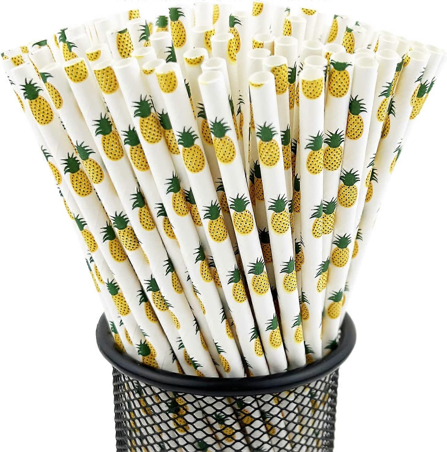Disposable Drinking Fruit Paper Straws, Pack 100 Pineapple