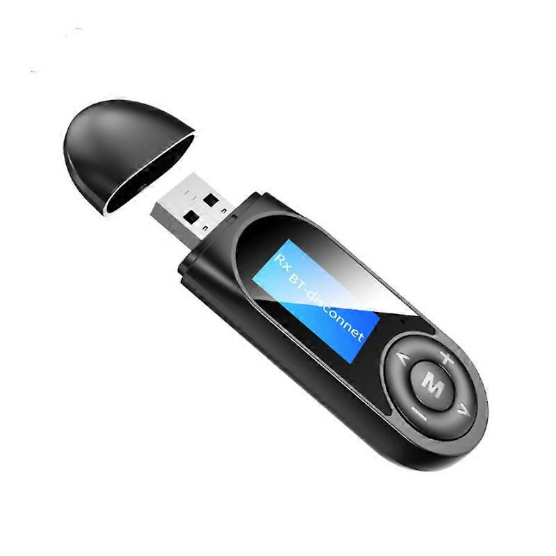 USB Bluetooth-compatible 5.0 Audio Adapter LCD Bluetooth-compatible Receiver And Transmitter 2-in-1 Hands-free Call With Display